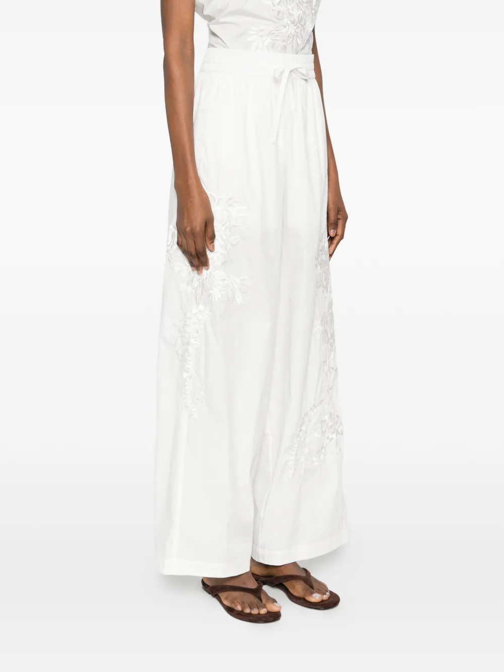  P.a.r.o.s.h. Ninja Embroidered Trousers - White 