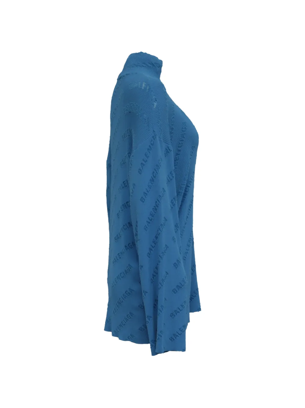 Balenciaga Pre-Owned Devoré logo ribbed top - Blu