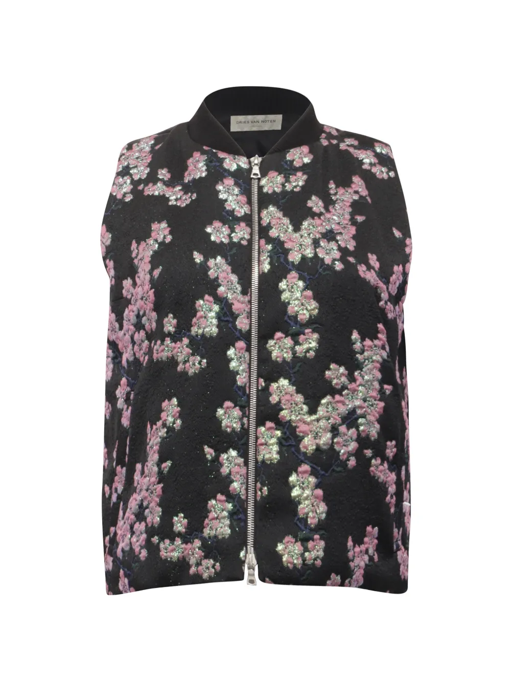 Dries Van Noten Pre-Owned brocade two-way zip vest - Nero