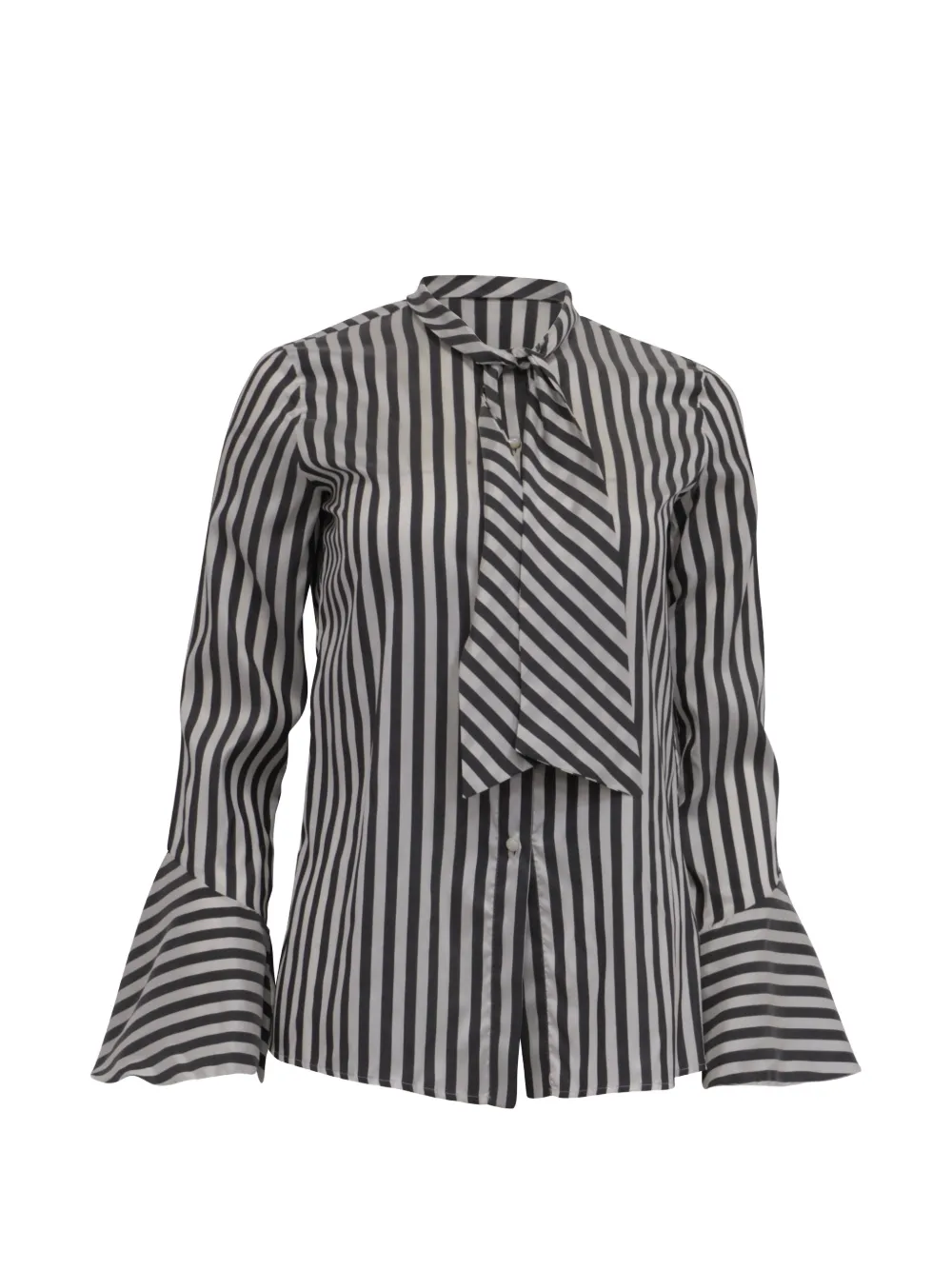 Etro Vintage striped pussy bow shirt - Nero