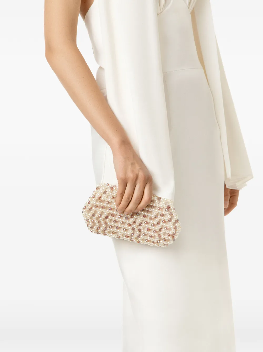 0711 Lizzie clutch met kralen Beige