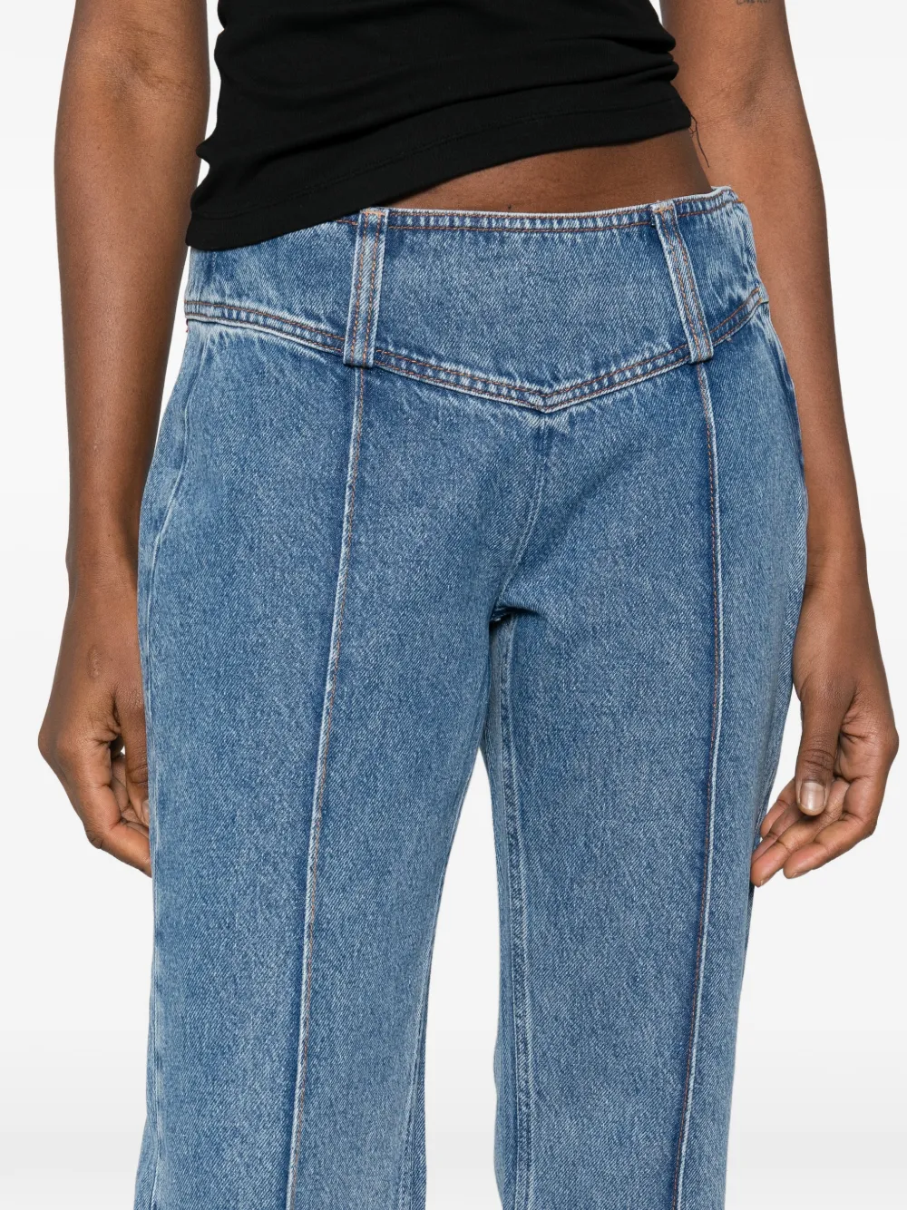 MOTHER SNACKS! The Pin Up Takeout Heel jeans met naaddetail Blauw
