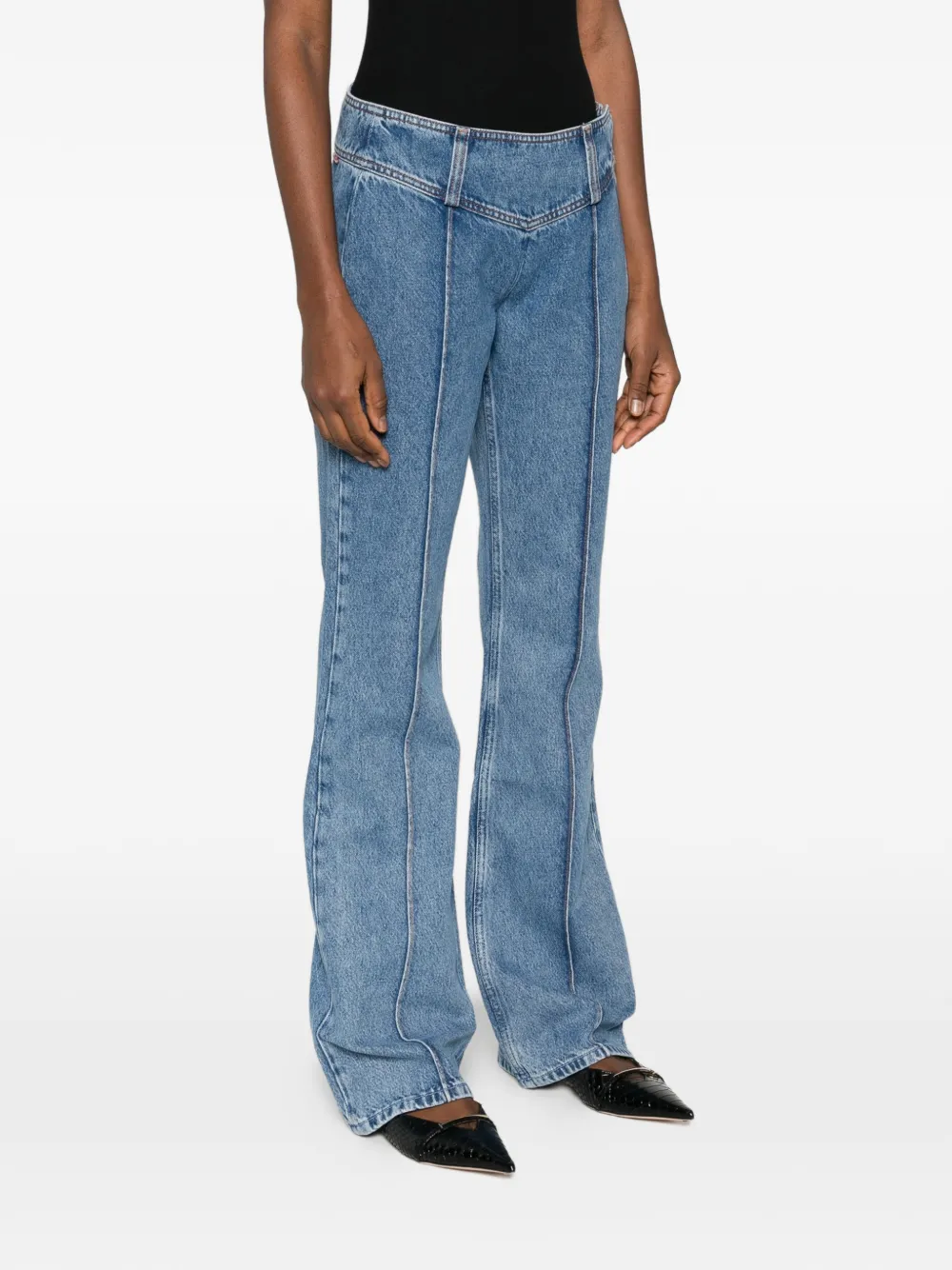 MOTHER SNACKS! The Pin Up Takeout Heel jeans met naaddetail Blauw