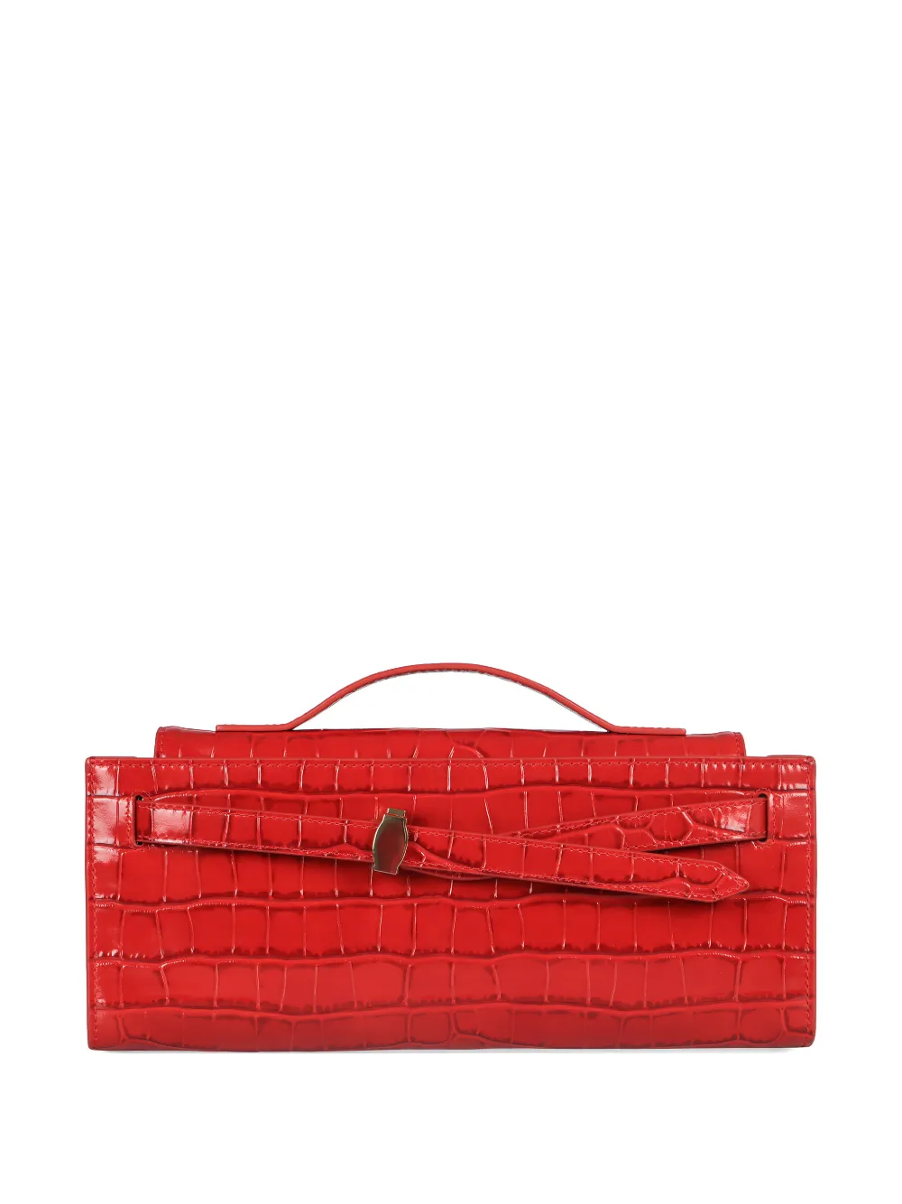 Veronica Beard Dash Crocodile-effect Clutch Bag In Red
