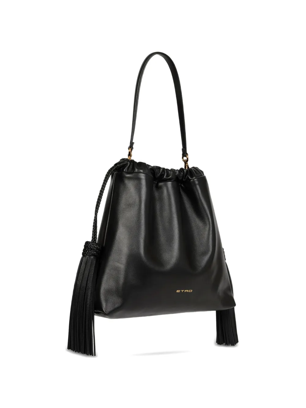 ETRO Medium Kalispera leren tas met kwastjes Zwart