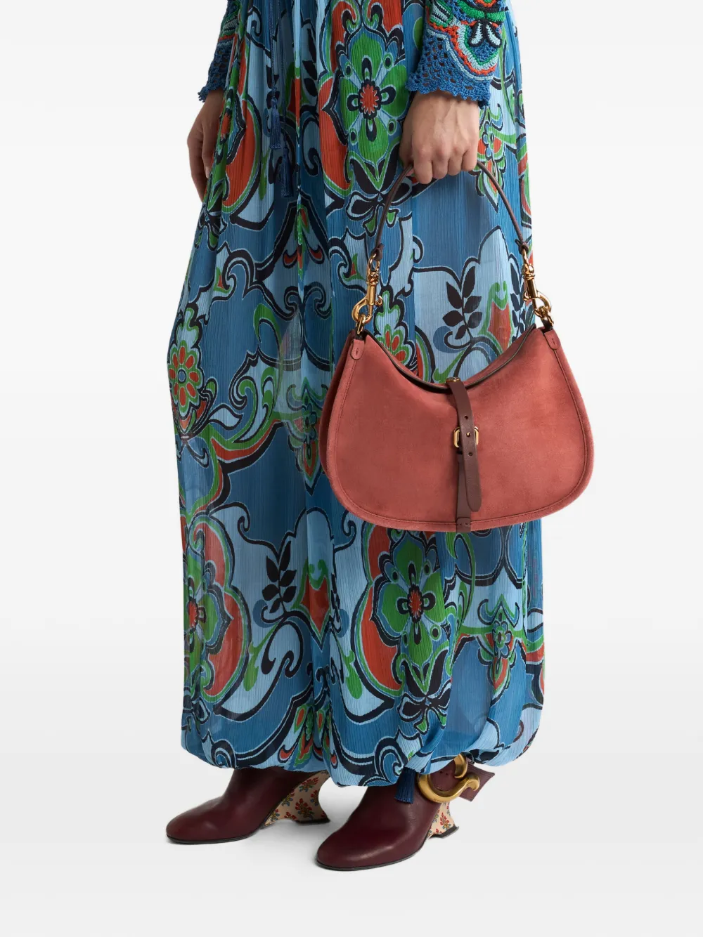 ETRO Medium Pony suède tas Rood