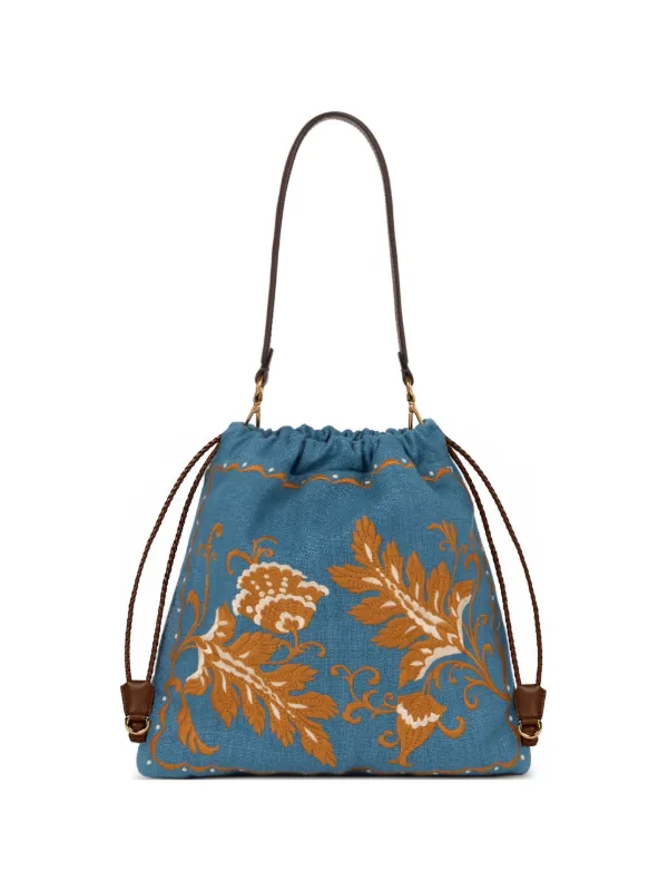 Etro Kalispera Embroidery Medium Tote Bag in Blue