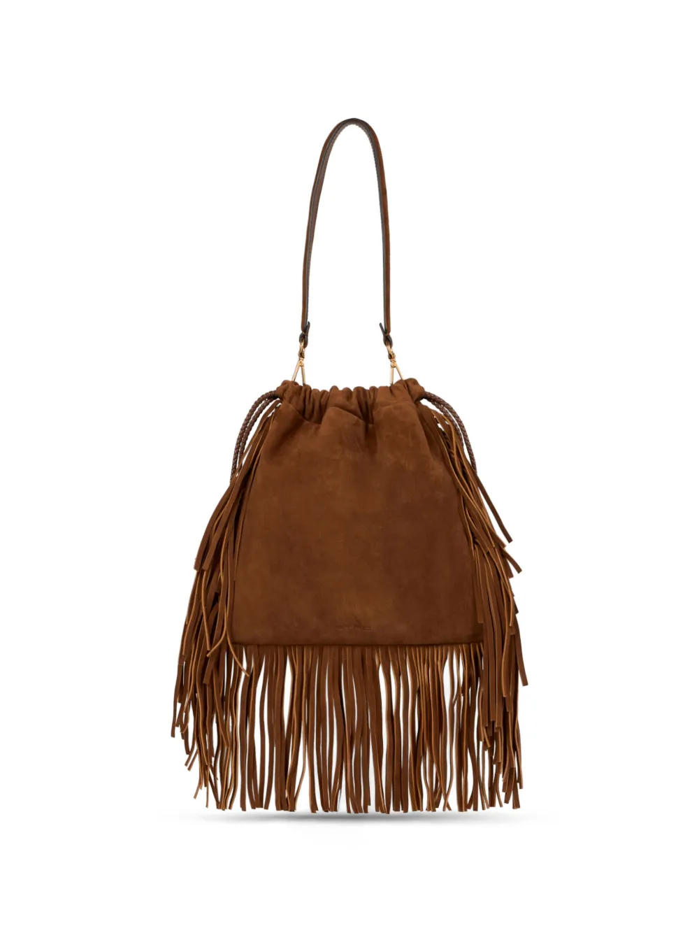 Etro Kalispera Studs Fringes Medium Tote Bag - Brown 