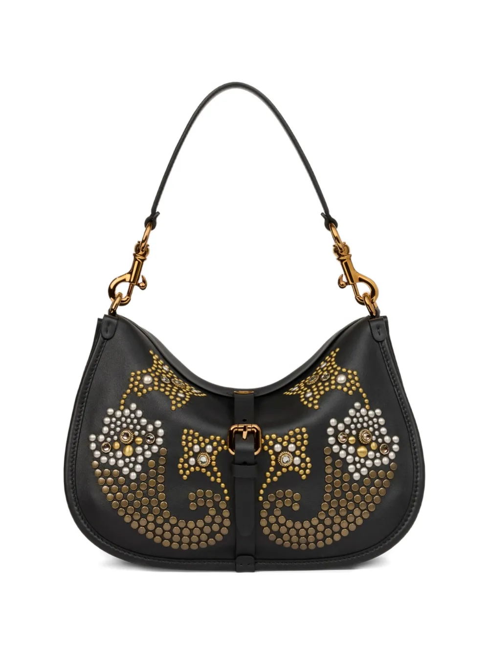 ETRO medium Pony studded leather shoulder bag - Black