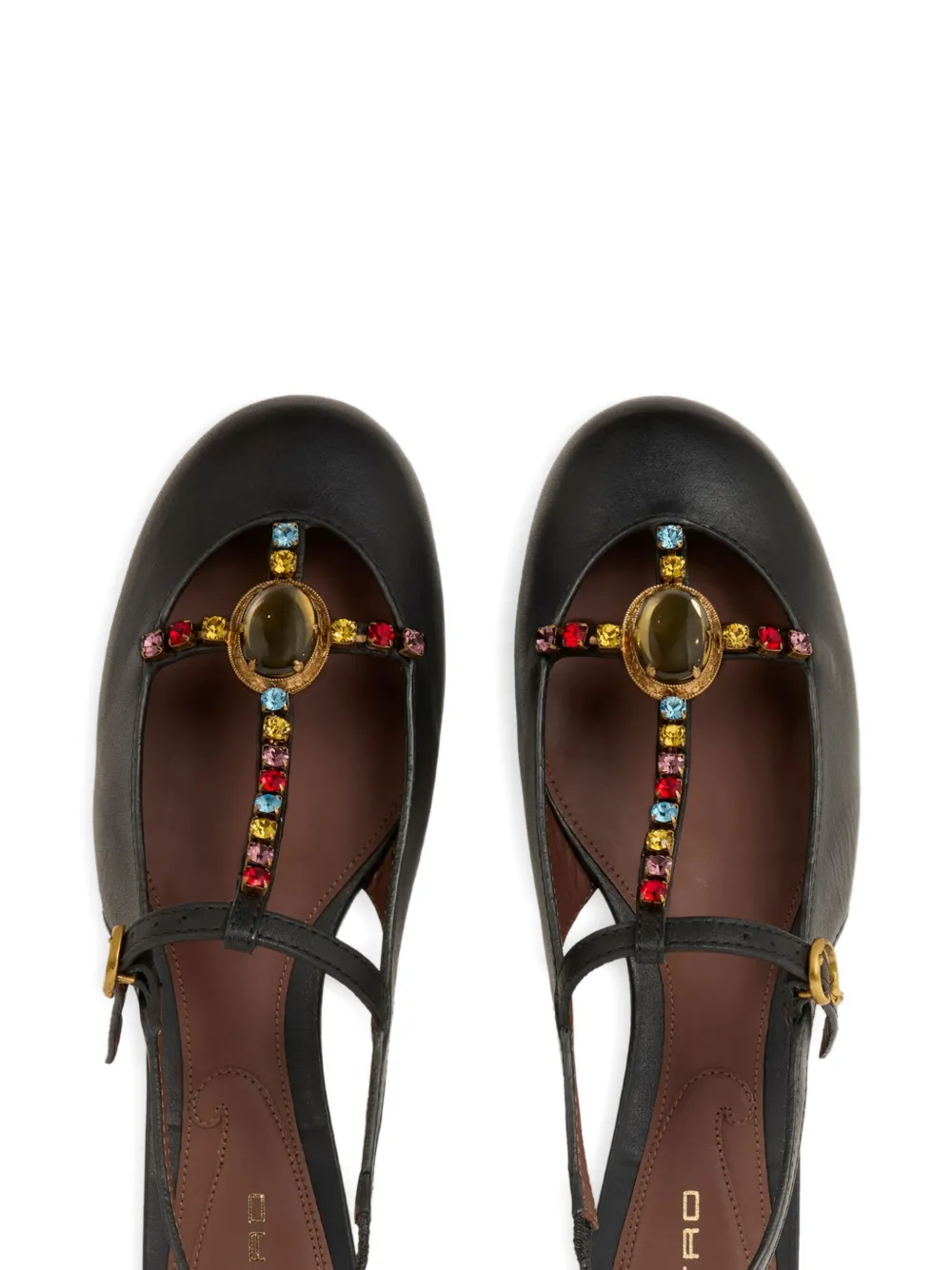 ETRO rhinestones slingback leather sandals Zwart