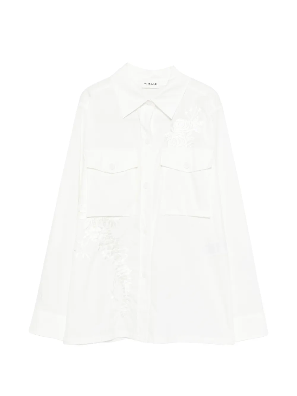 P.A.R.O.S.H. Ninja embroidery chest-pocket shirt - Bianco