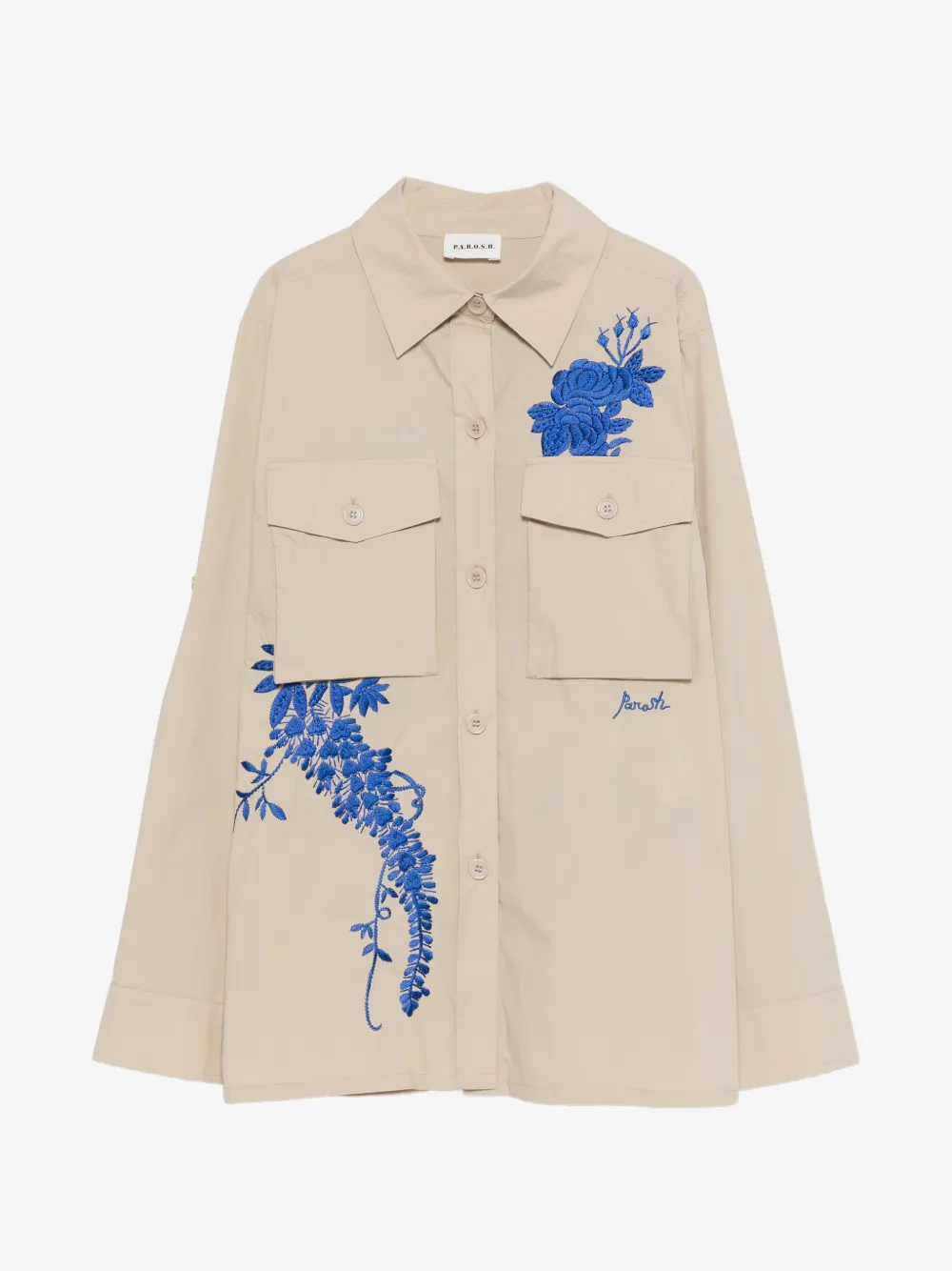 P.A.R.O.S.H. Ninja embroidered chest-pocket shirt | Neutrals | Image 1