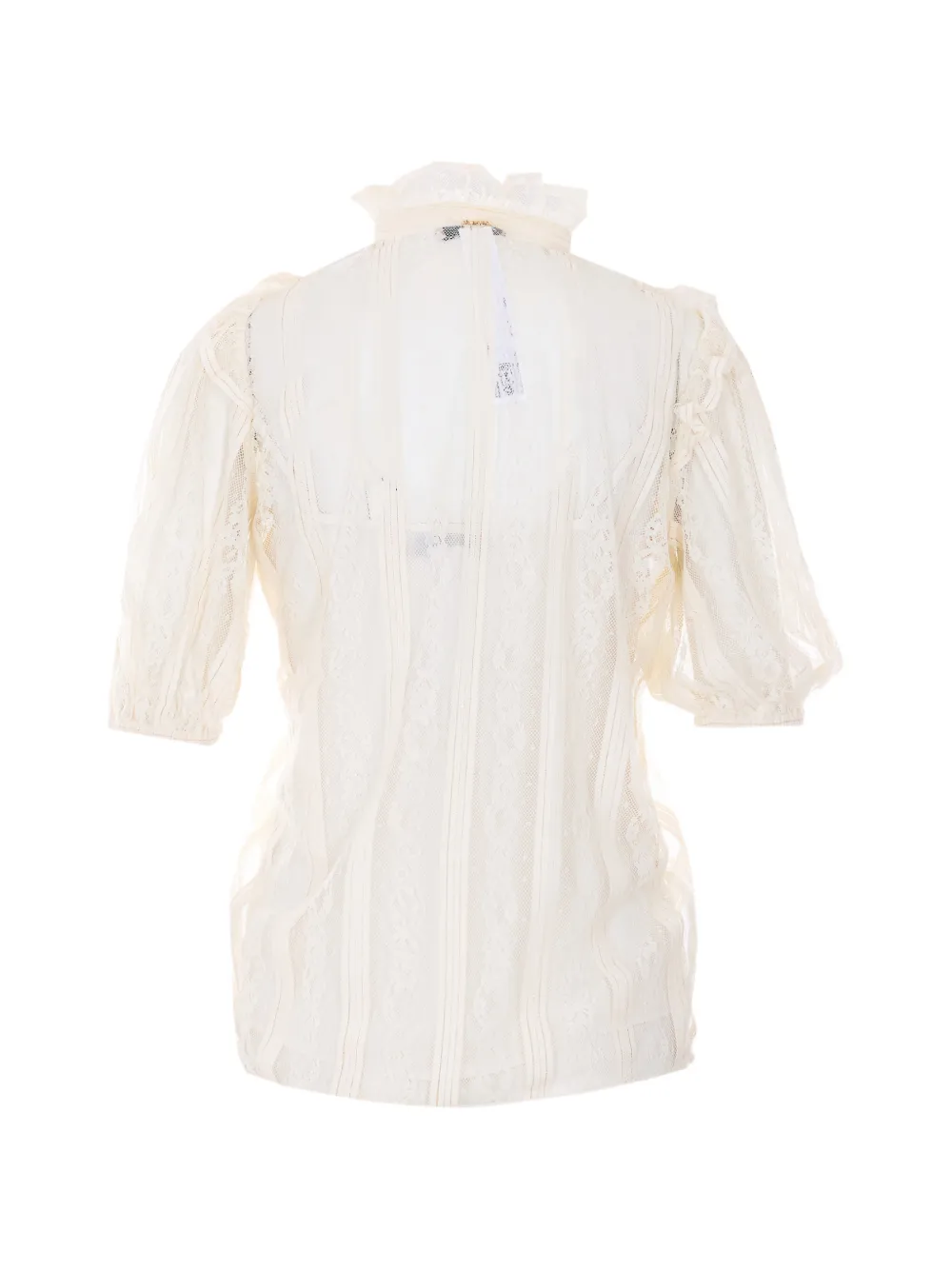 TWINSET Blouse met hoge hals en kant Beige