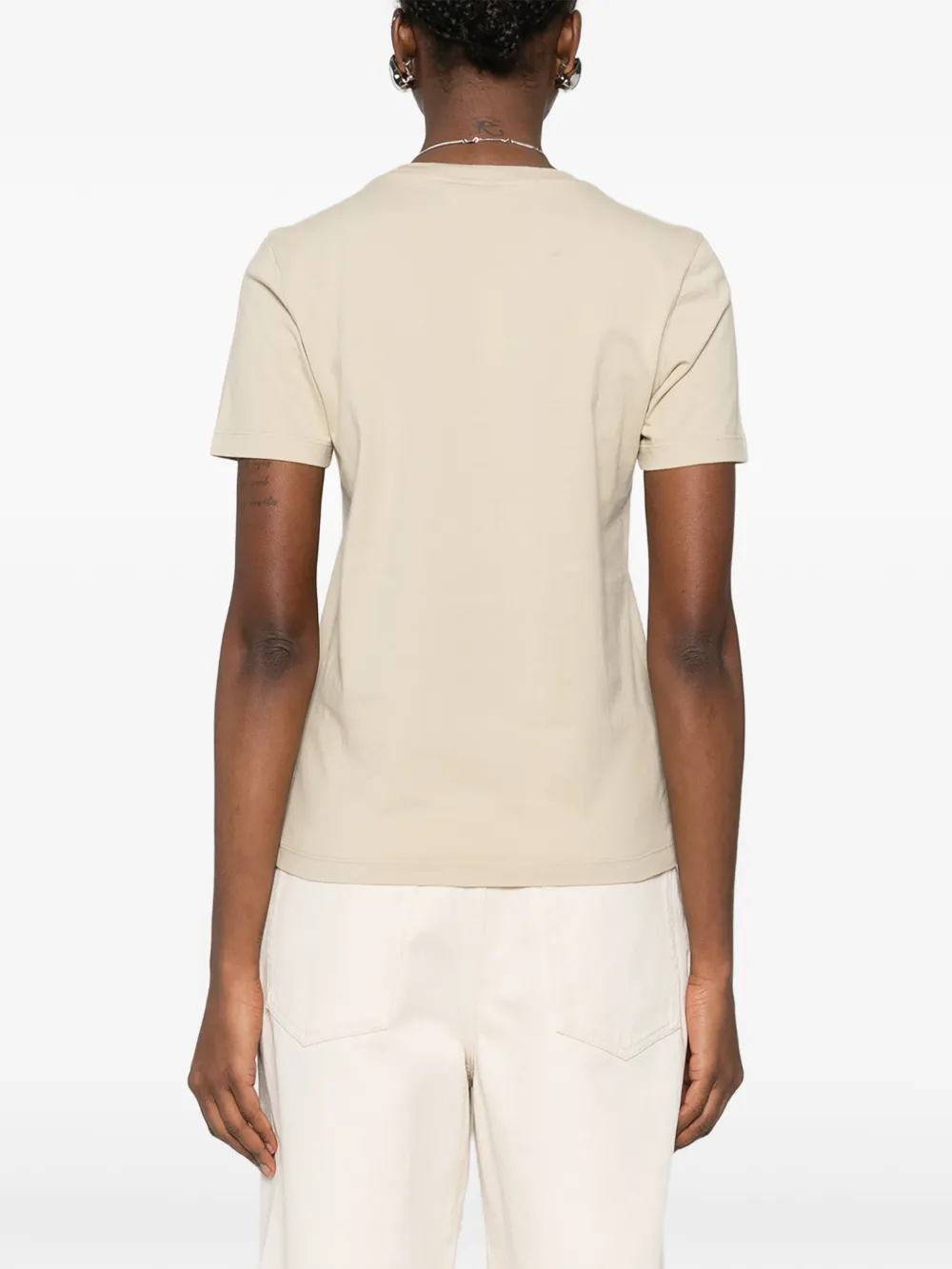 Maison Kitsuné T-shirt met patch Beige