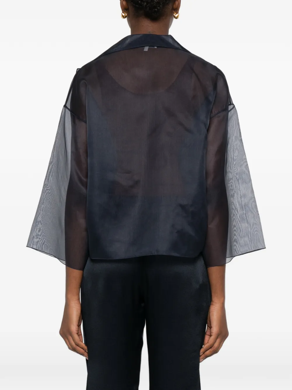 Antonelli Emma jack met doorzichtige afwerking en gekerfde revers Blauw