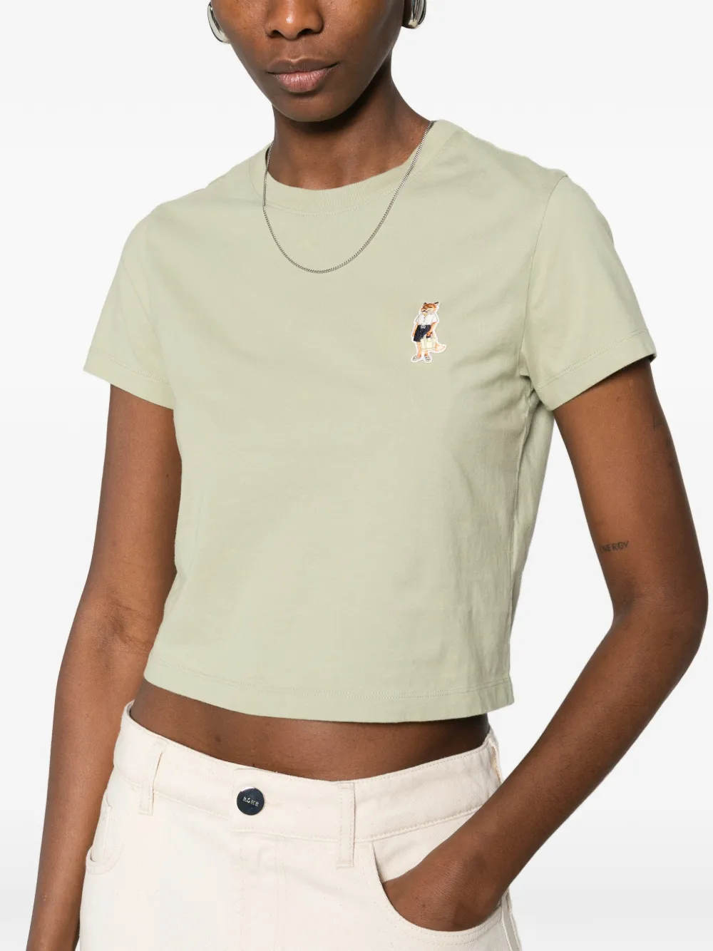 Maison Kitsuné T-shirt met borduurwerk Groen