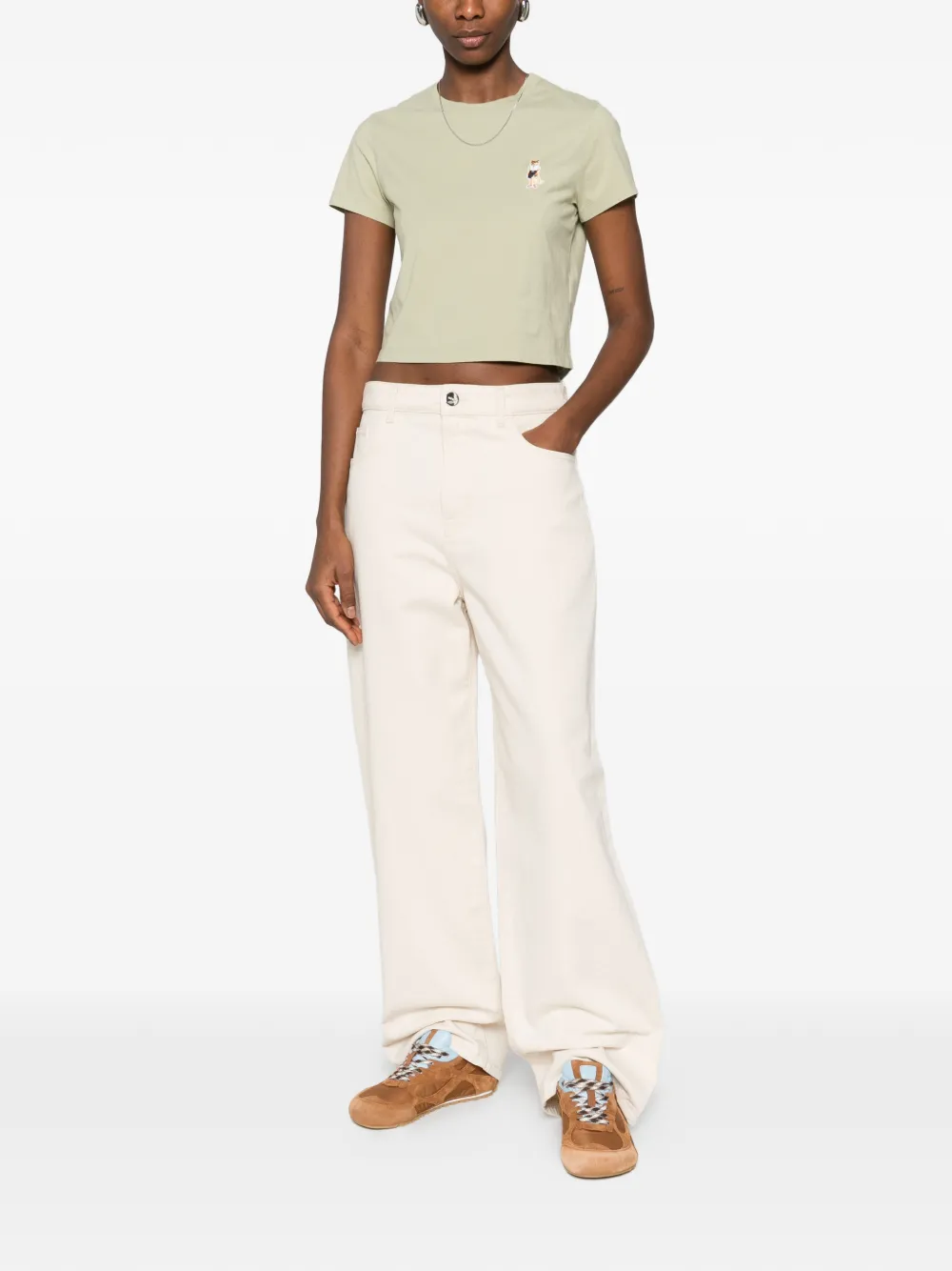 Maison Kitsuné T-shirt met borduurwerk Groen