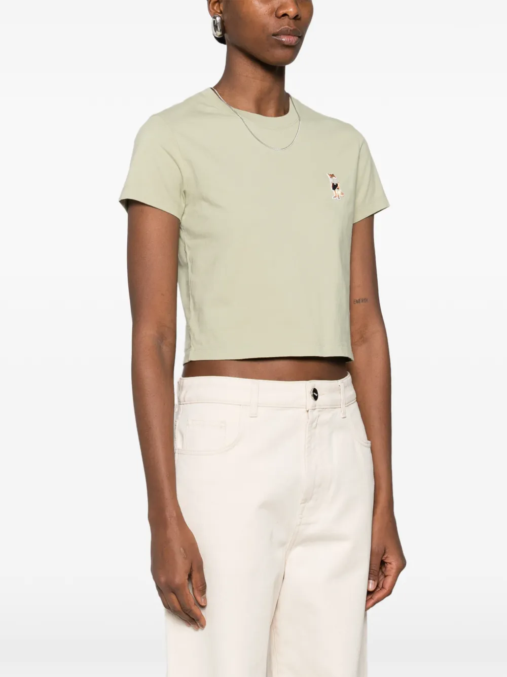 Maison Kitsuné T-shirt met borduurwerk Groen