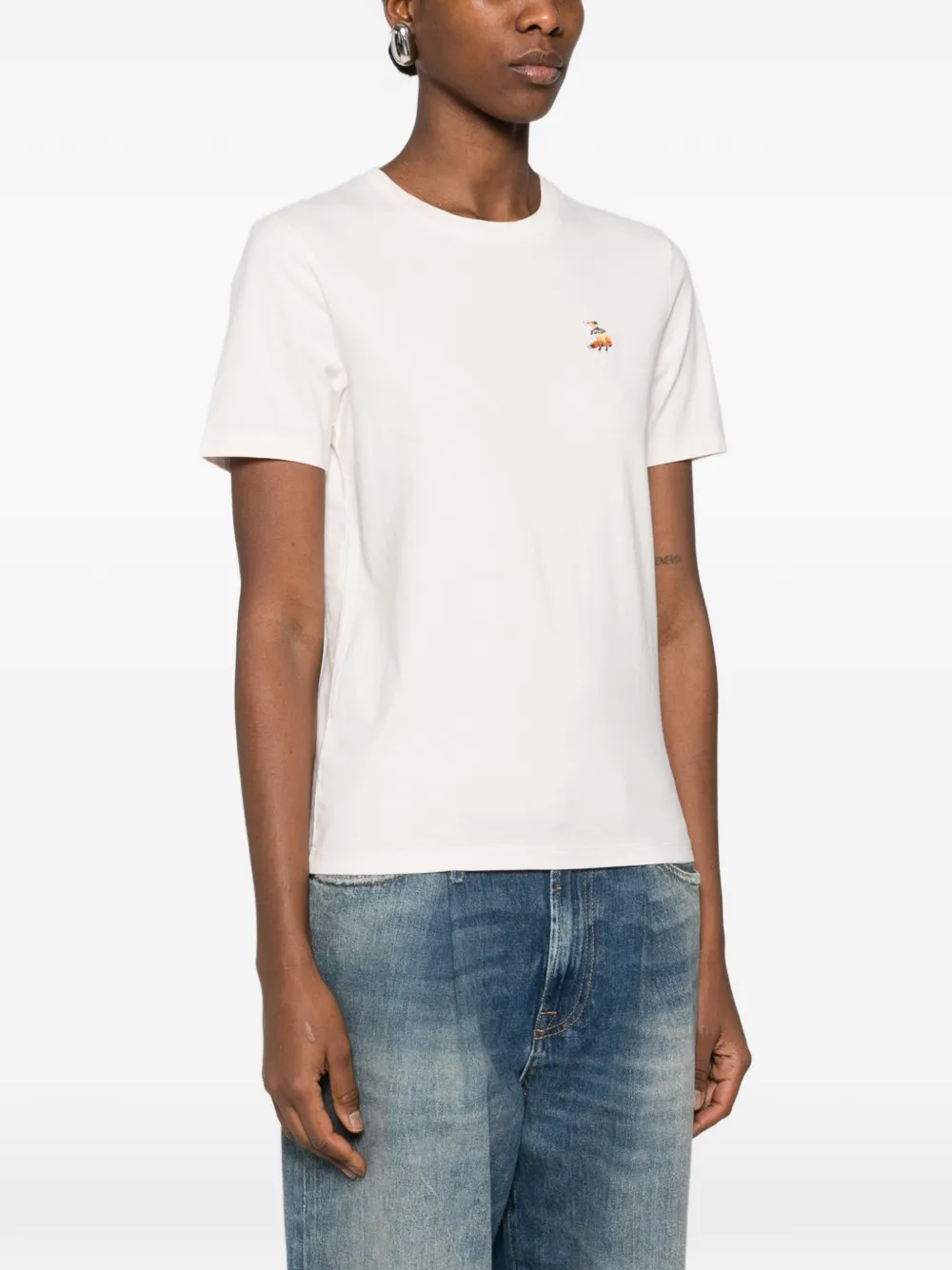 Maison Kitsuné T-shirt met borduurwerk Roze