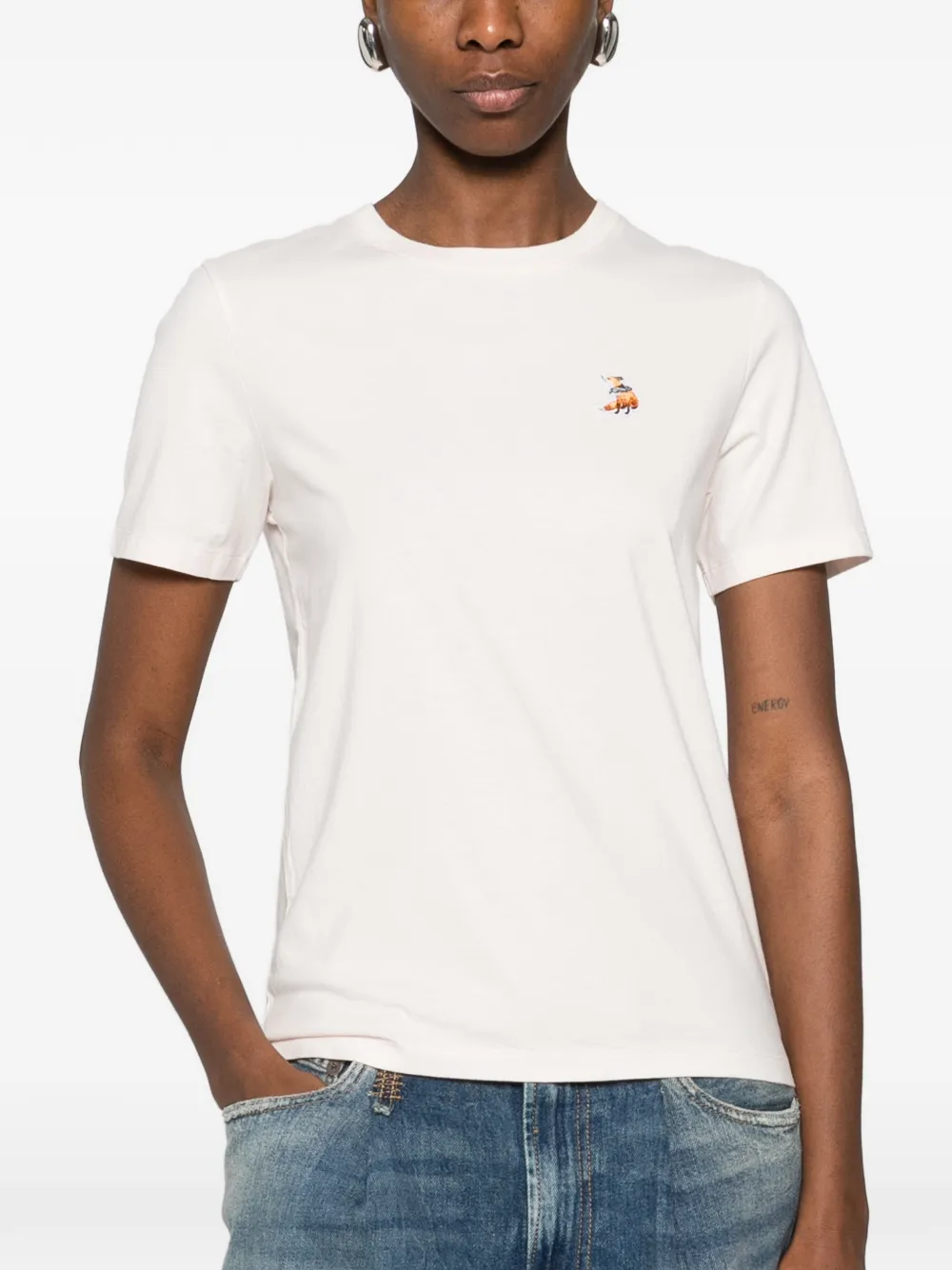 Maison Kitsuné T-shirt met borduurwerk Roze
