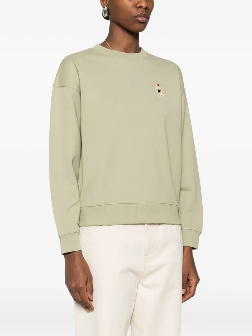 Maison Kitsuné Sweater met borduurwerk Groen