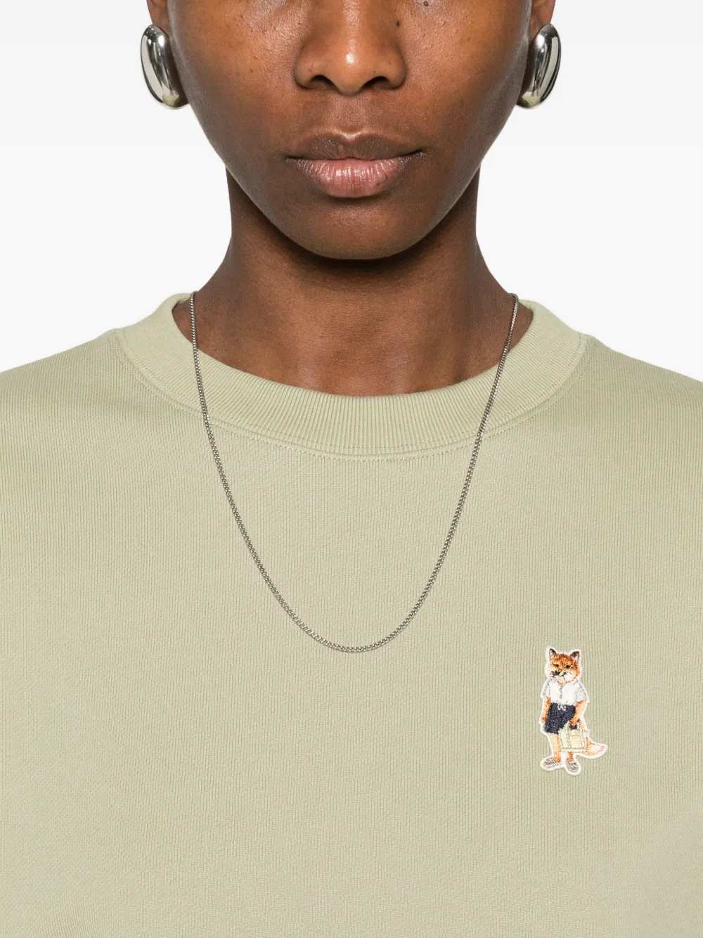 Maison Kitsuné Sweater met borduurwerk Groen