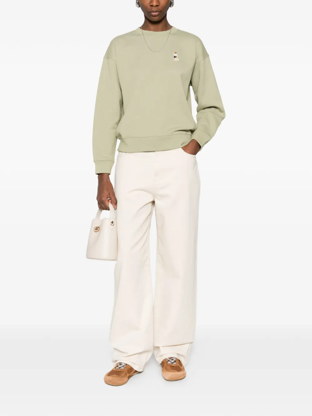 Maison Kitsuné Sweater met borduurwerk Groen