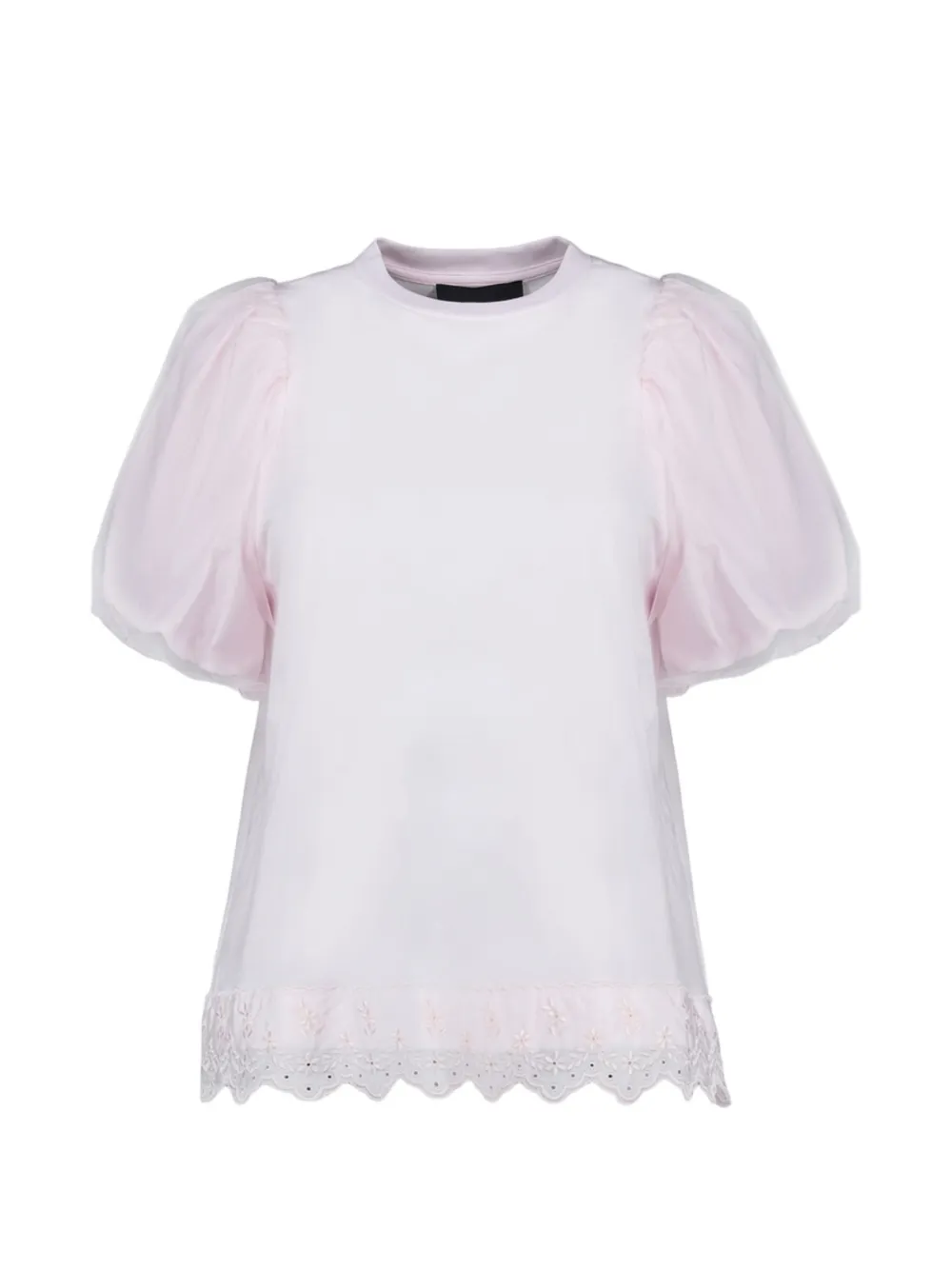 Simone Rocha Puff-sleeve Lace T-shirt In Pink