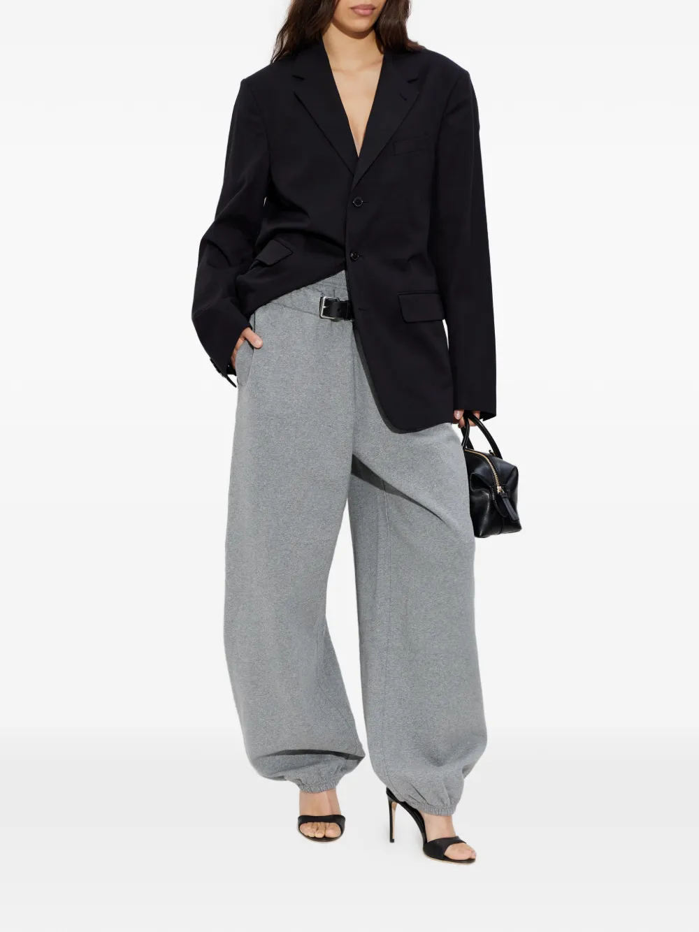 Alexander Wang Midi-waist oversized joggingbroek met ceintuur Grijs