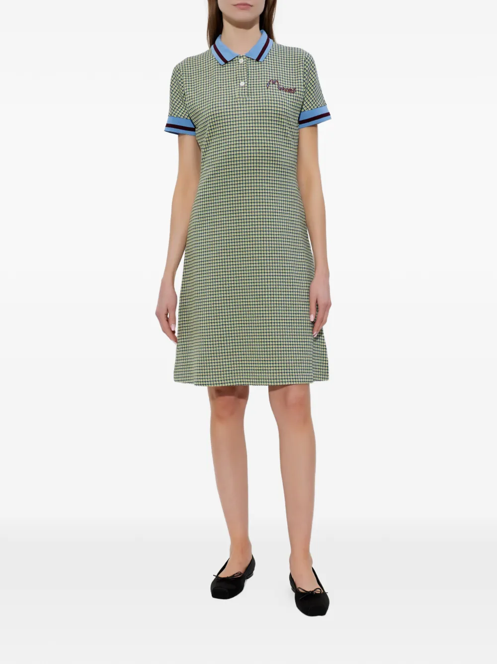 Marni Geruite mini-jurk met polokraag Groen
