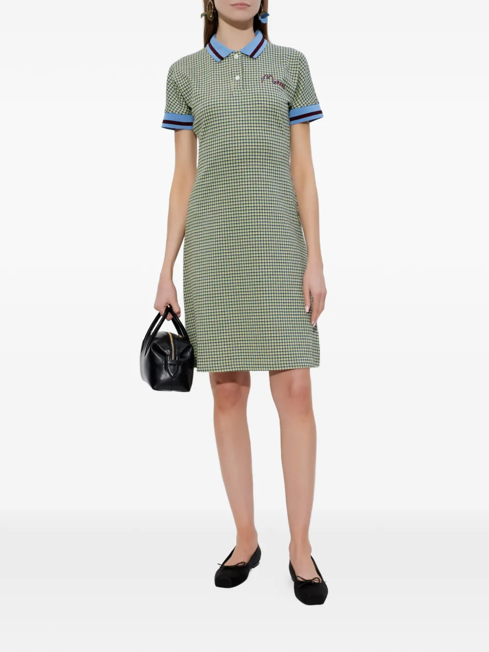 Marni Geruite mini-jurk met polokraag Groen