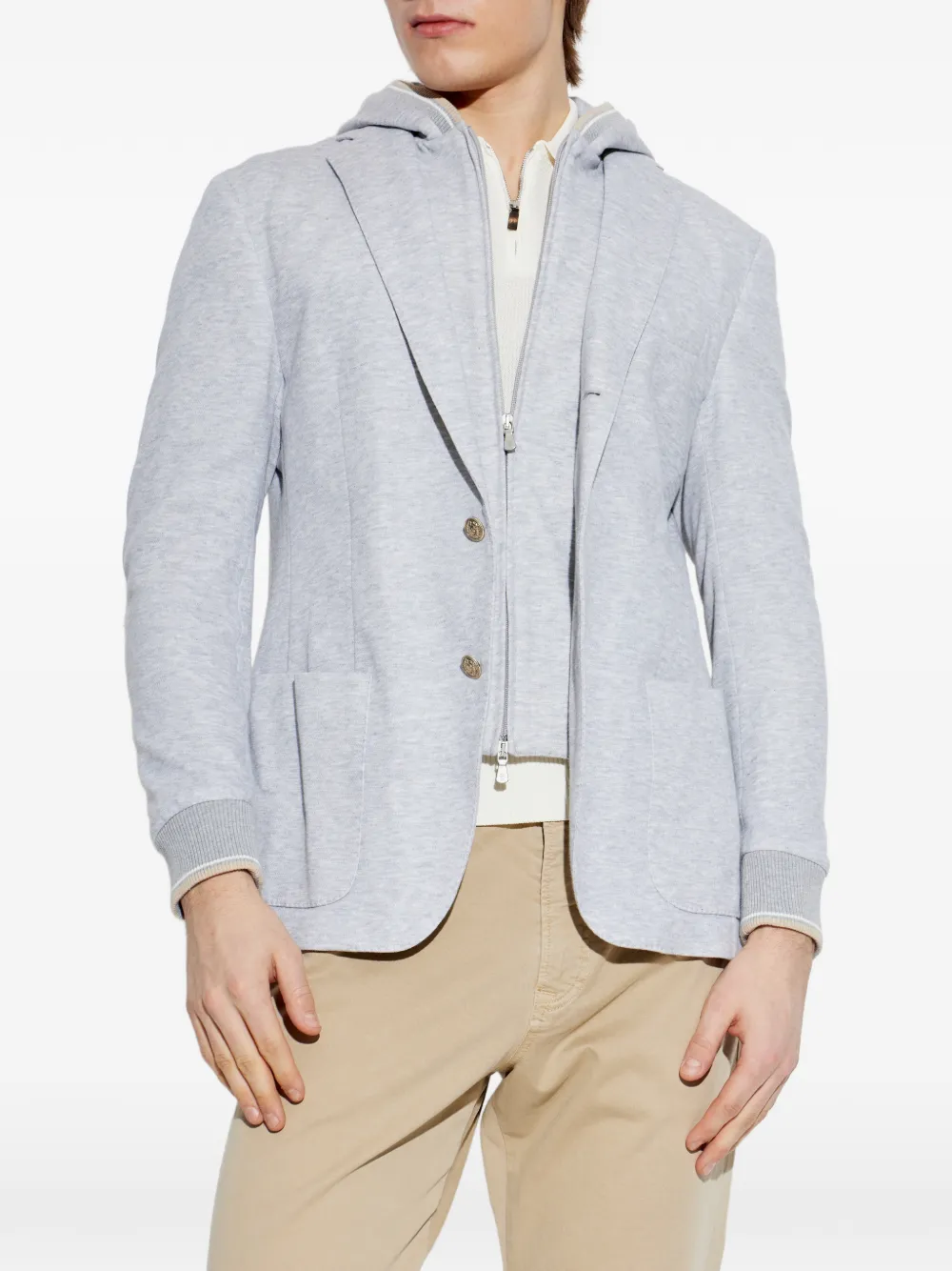  Eleventy Hooded Buttoned Jacket - Grey 