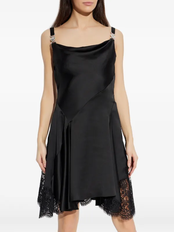 silver and black lace dress Vintage 1920's Embroidered Black Sheer Mixed-Lace Beaded Art Deco Motif  Dress