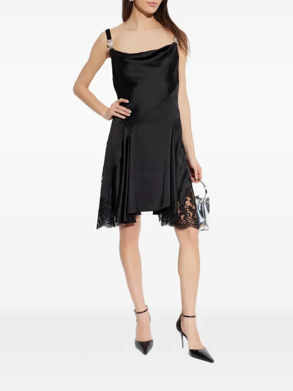 black lace dress with nude underlay Daria Lace Overlay Mini Dress Black/Nude main image 0