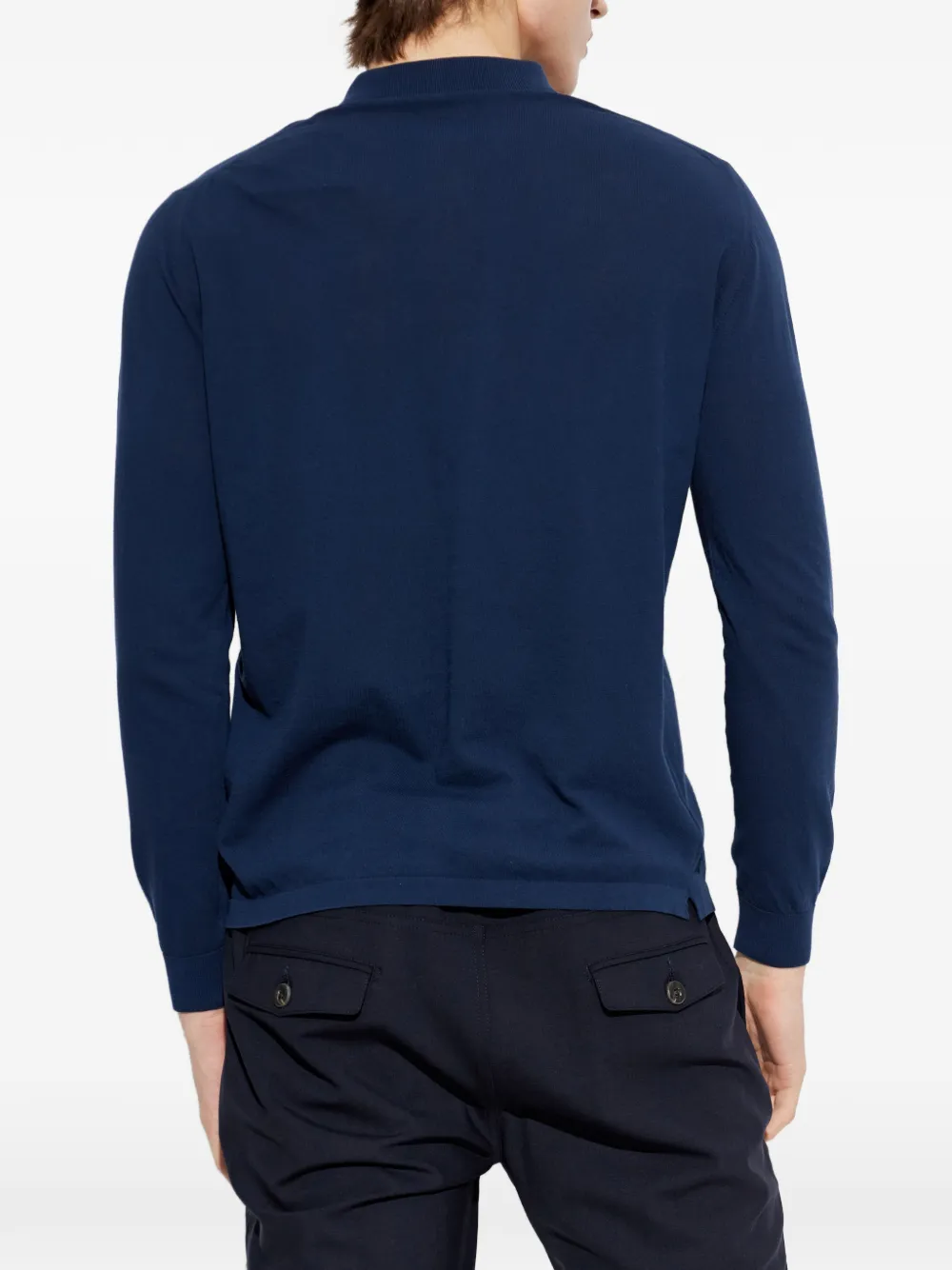 Eleventy Poloshirt met knopen en lange mouwen Blauw