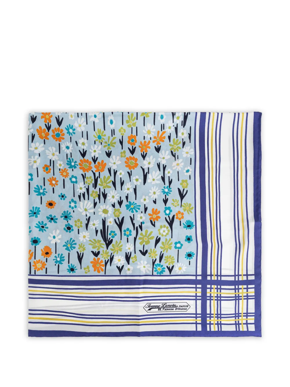 Lanvin floral-print striped scarf - Blu