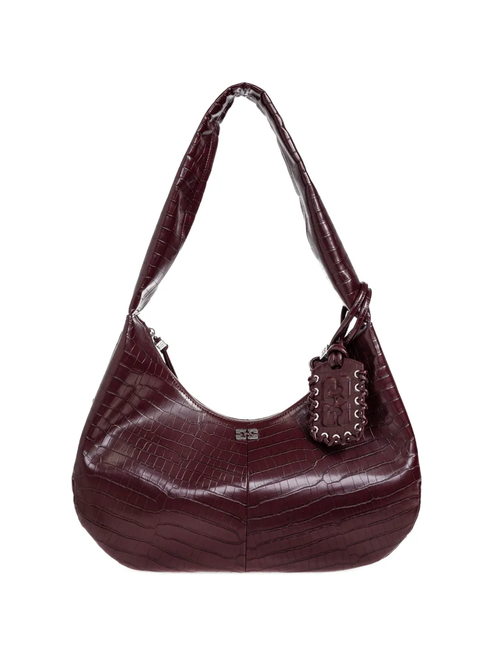 GANNI embossed tag shoulder bag - Marrone