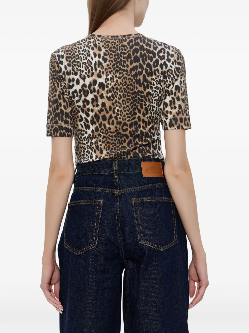 GANNI T-shirt met luipaardprint Beige
