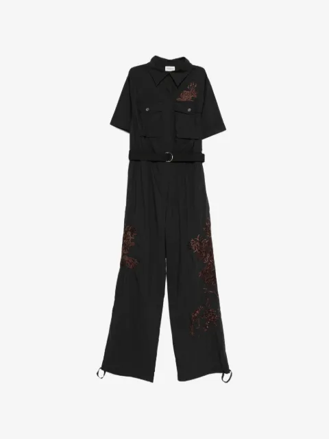 P.A.R.O.S.H. Gürtel-Jumpsuit mit Blumenstickerei