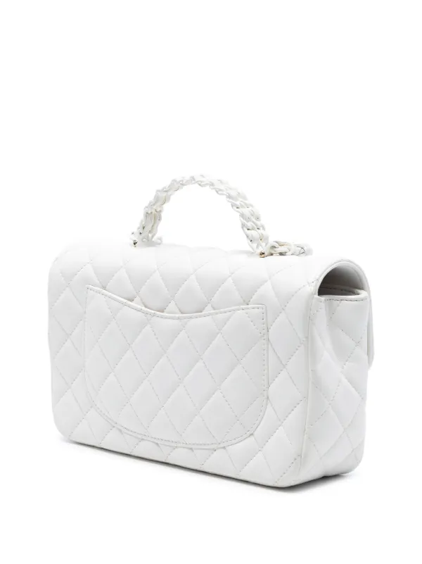 CHĄNEL ホワイト キルティング ハンドバッグ CHANEL Pre-Owned 2021-2025 ミニ マトラッセ ラムスキン ココ トップ