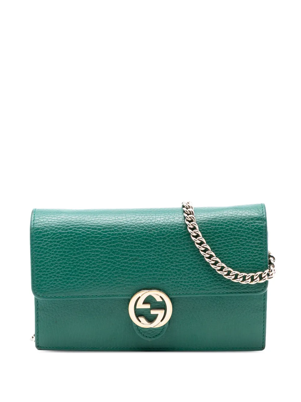 Gucci Pre-Owned 2016-2025 Interlocking G Dollar Calfskin Wallet on Chain crossbody bag - Verde