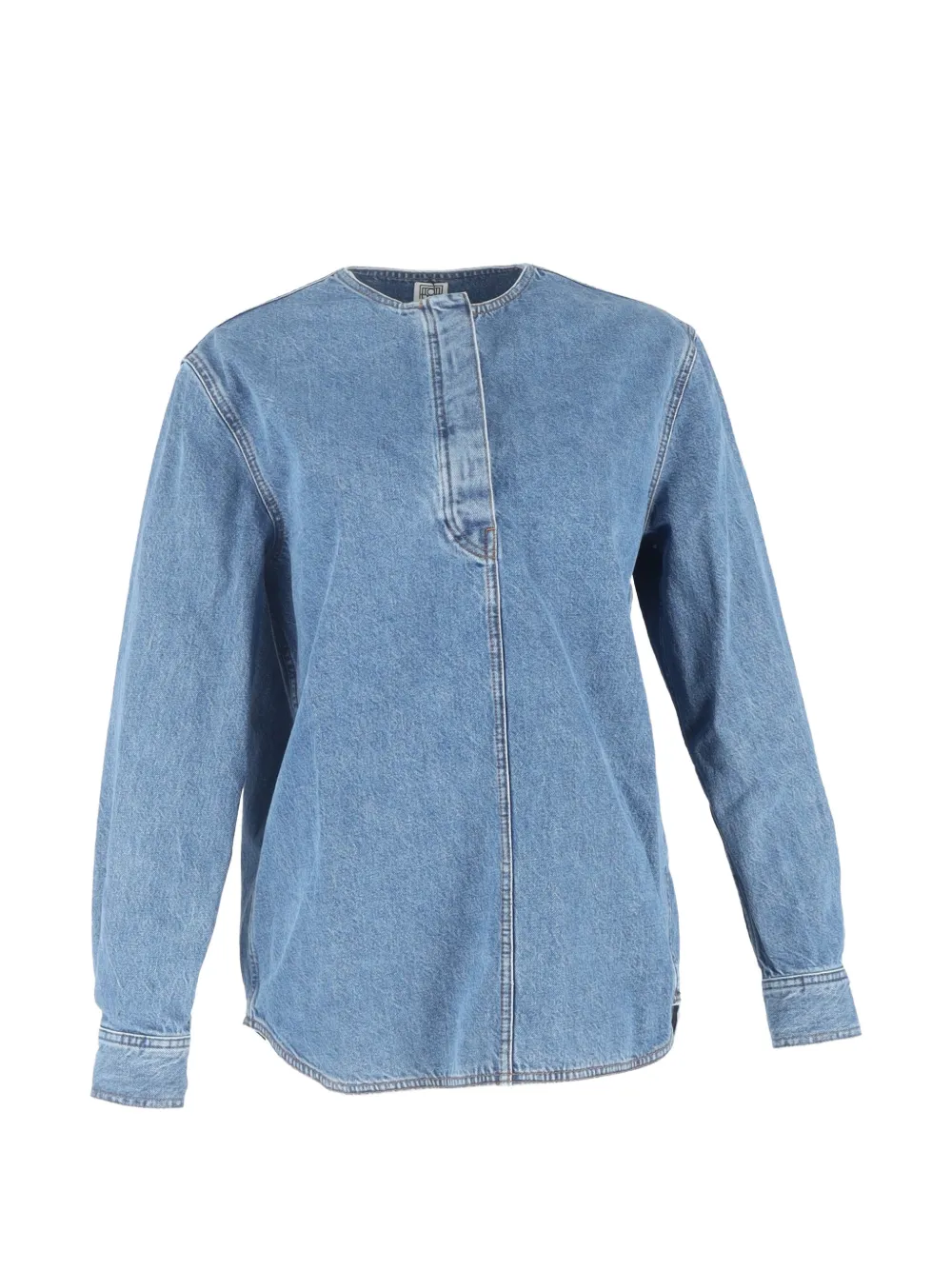 TOTEME collarless denim blouse - Blu