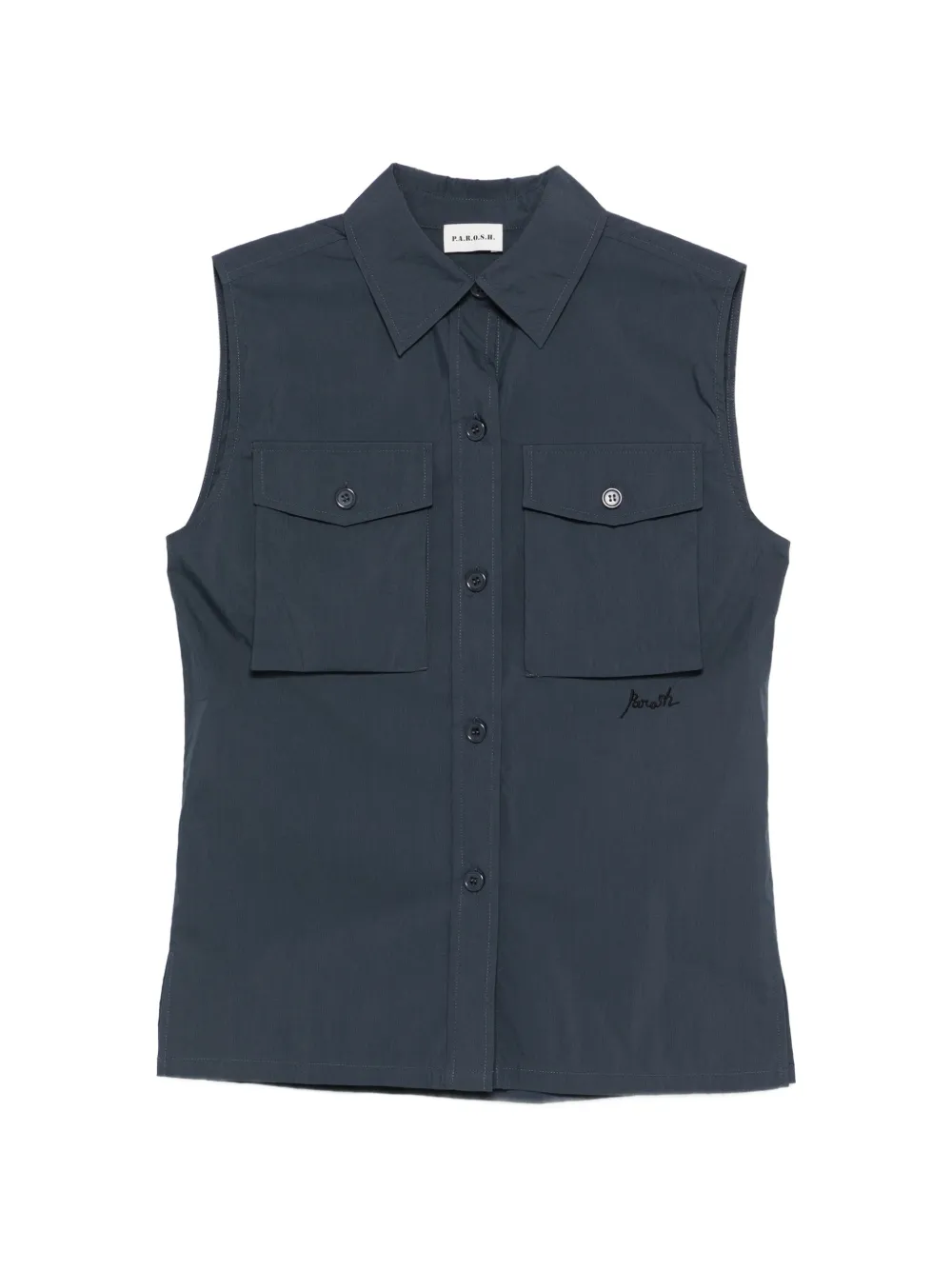 P.A.R.O.S.H. Ninja chest-pocket sleeveless shirt - Blau