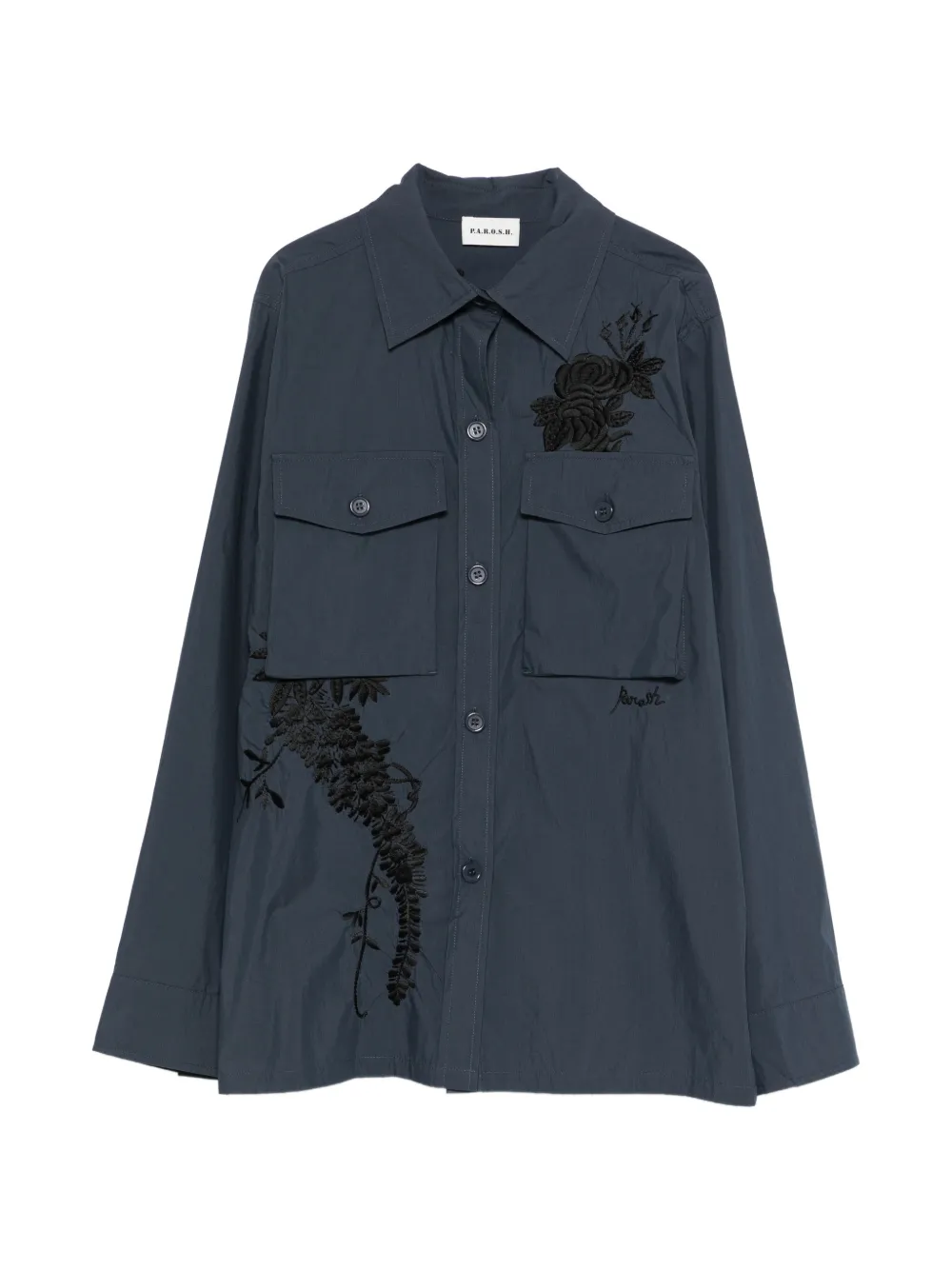 P.A.R.O.S.H. Ninja embroidered chest-pocket shirt - Blu