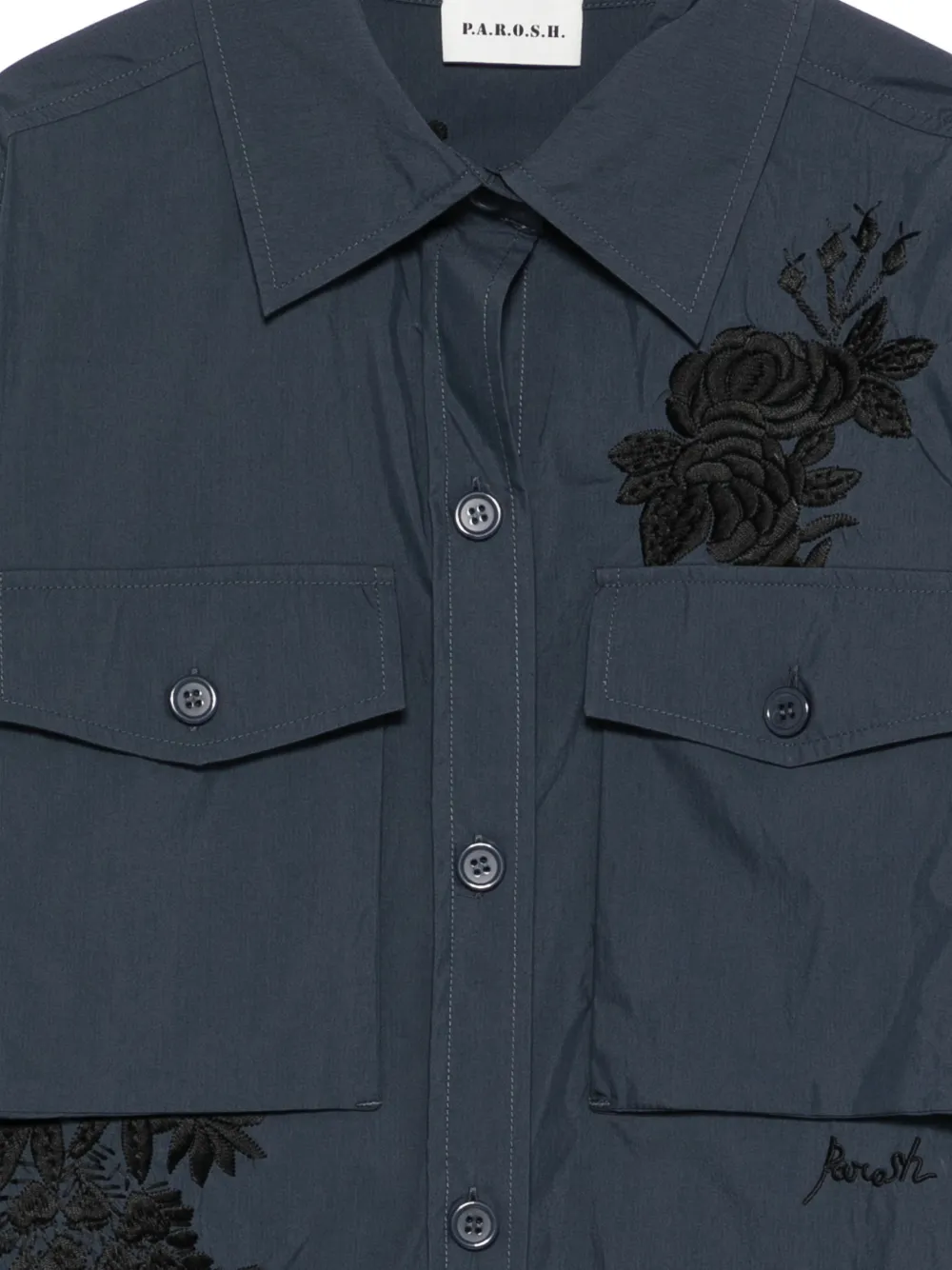 P.A.R.O.S.H. Ninja blouse met borduurwerk en borstzak Blauw