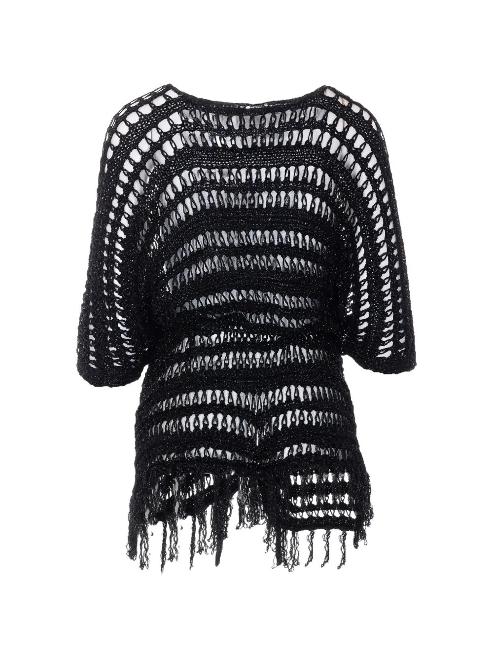  Twinset Lurex Mesh Fringe Dress - Black 