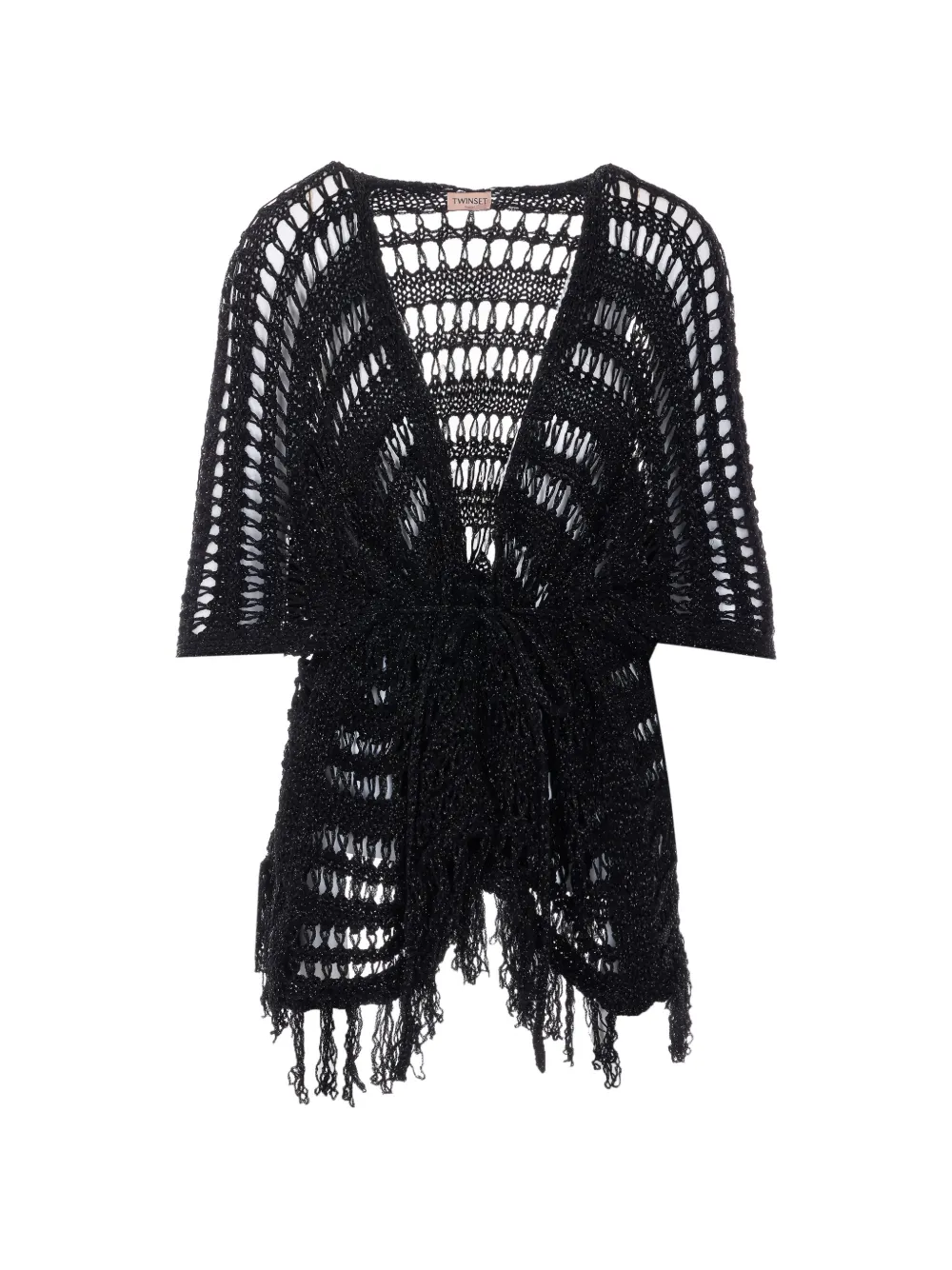 TWINSET lurex mesh fringe dress - Schwarz