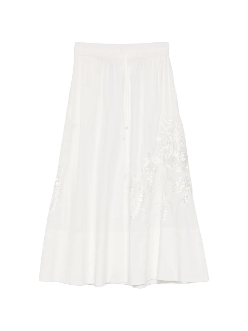 P.A.R.O.S.H. Ninja embroidery drawstring maxi skirt - Bianco