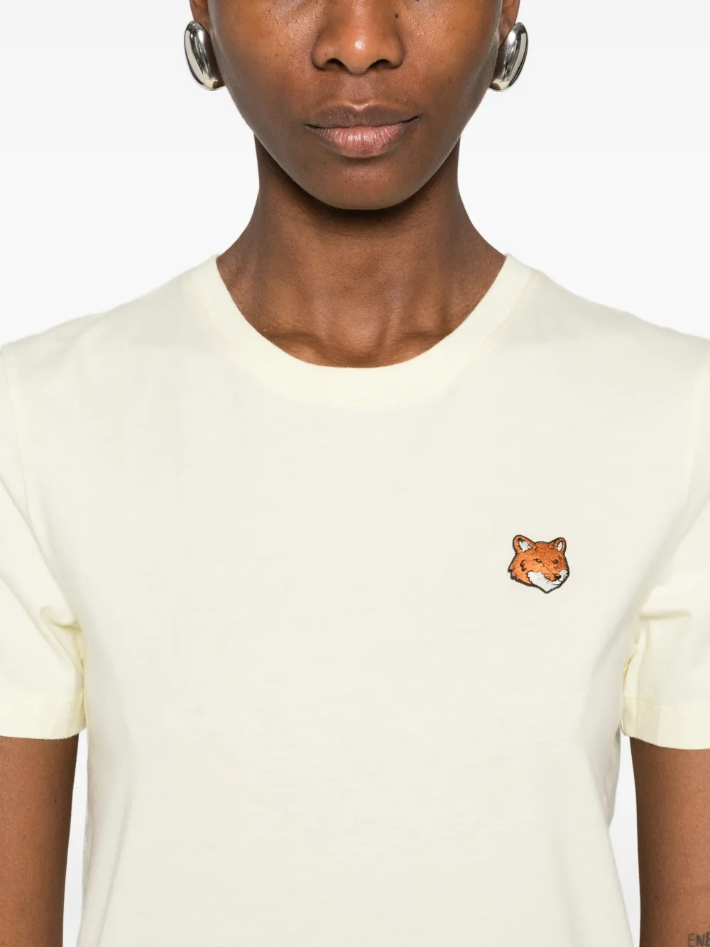 Maison Kitsuné T-shirt met vospatroon Geel