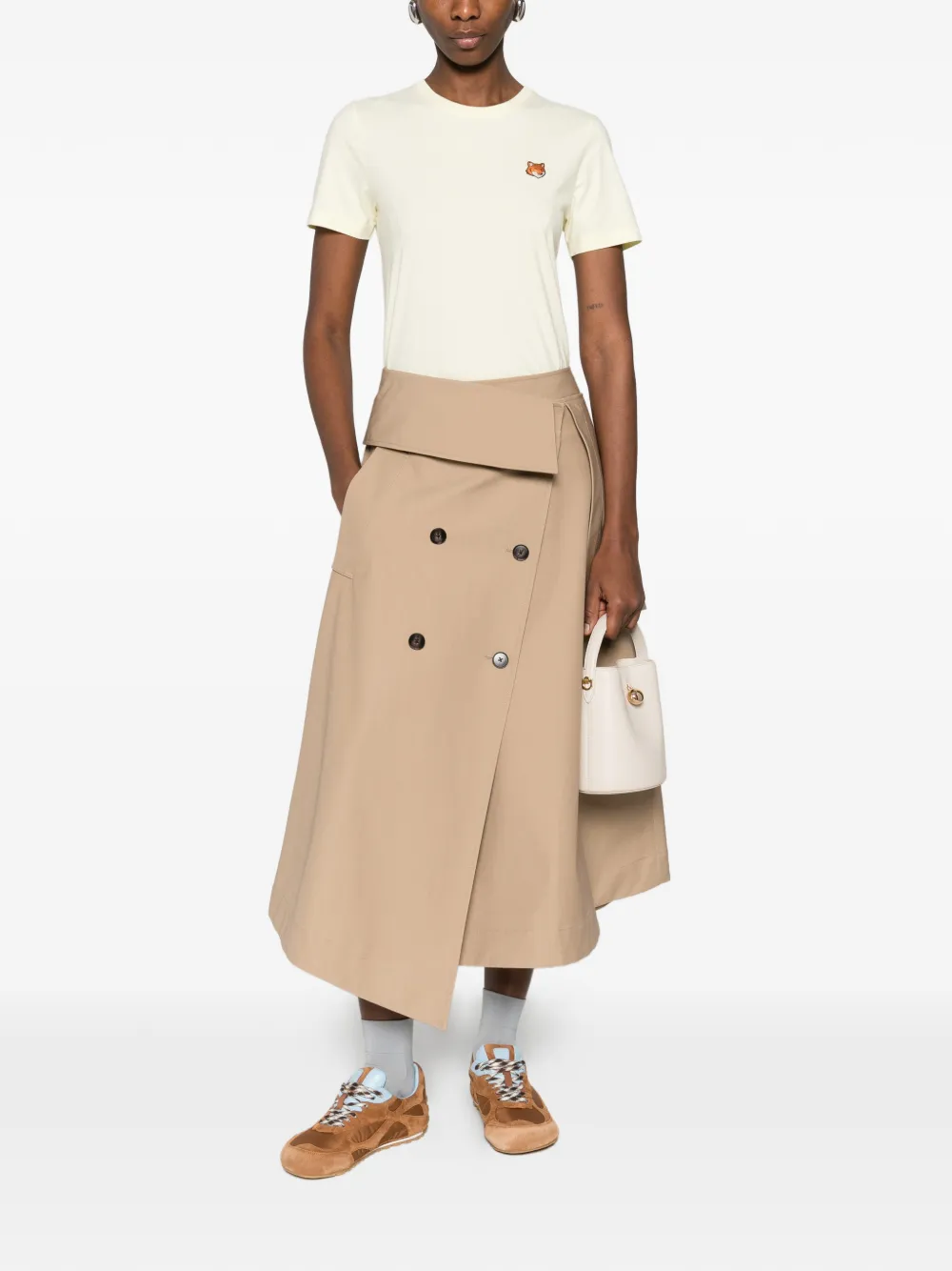 Maison Kitsuné T-shirt met vospatroon Geel